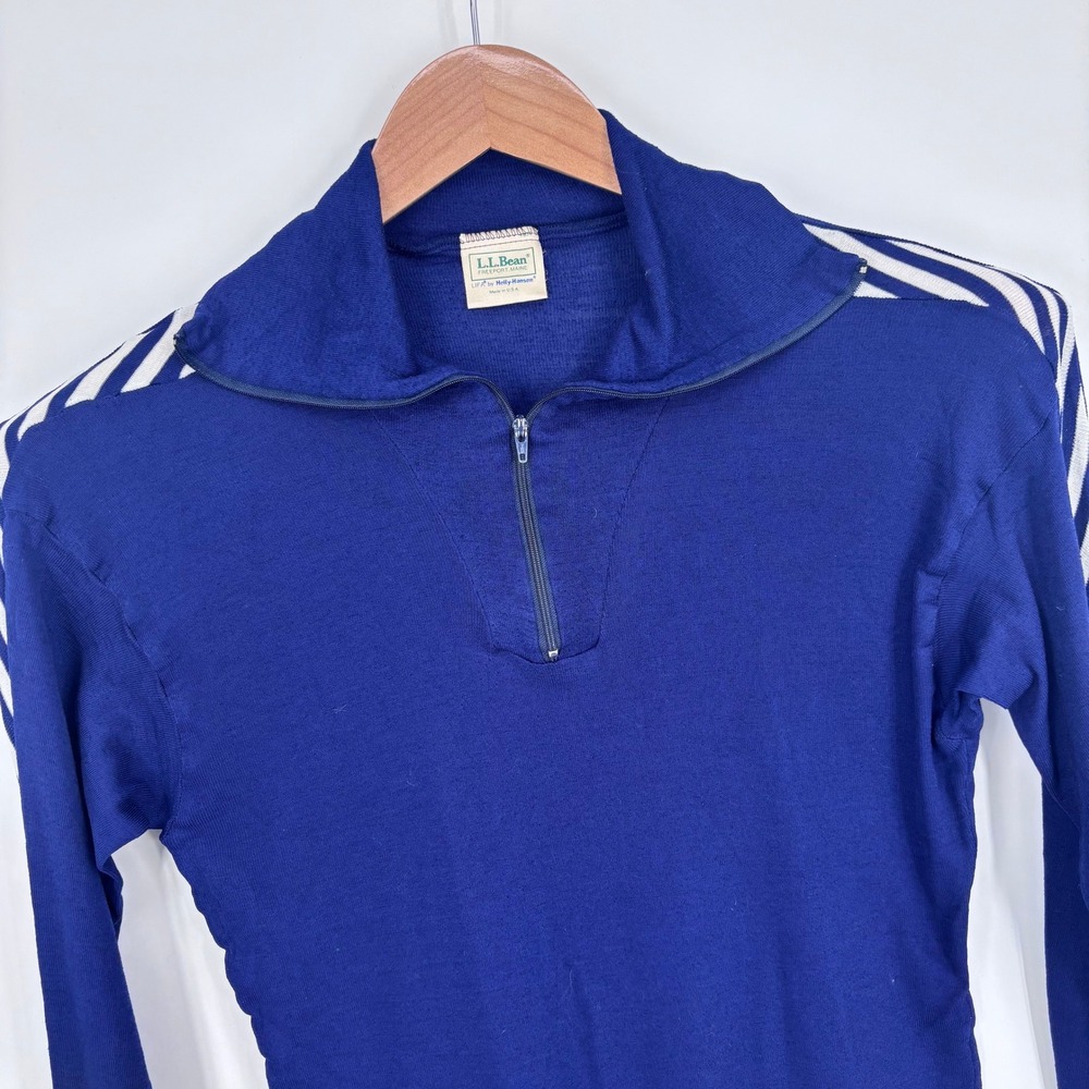 VTG LL Bean x Helly Hansen 1/4 Zip Thermal Baselayer Pullover Mens M Blue‎ Lifa